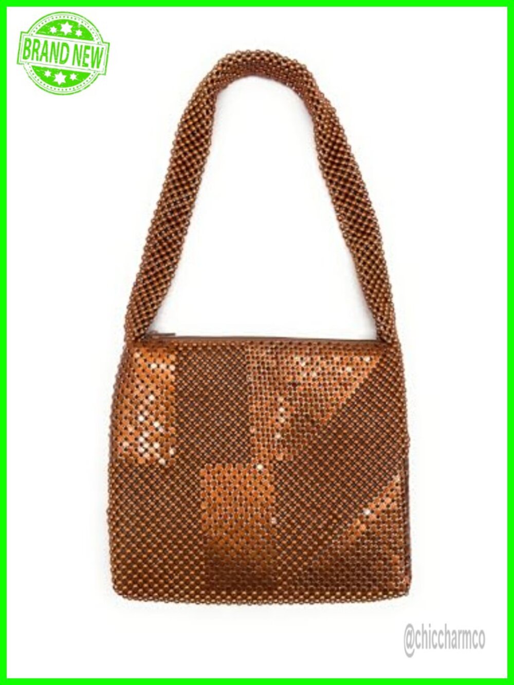 Vintage Metal Mesh Evening Purse Satin Lined Clutch for Wedding Party